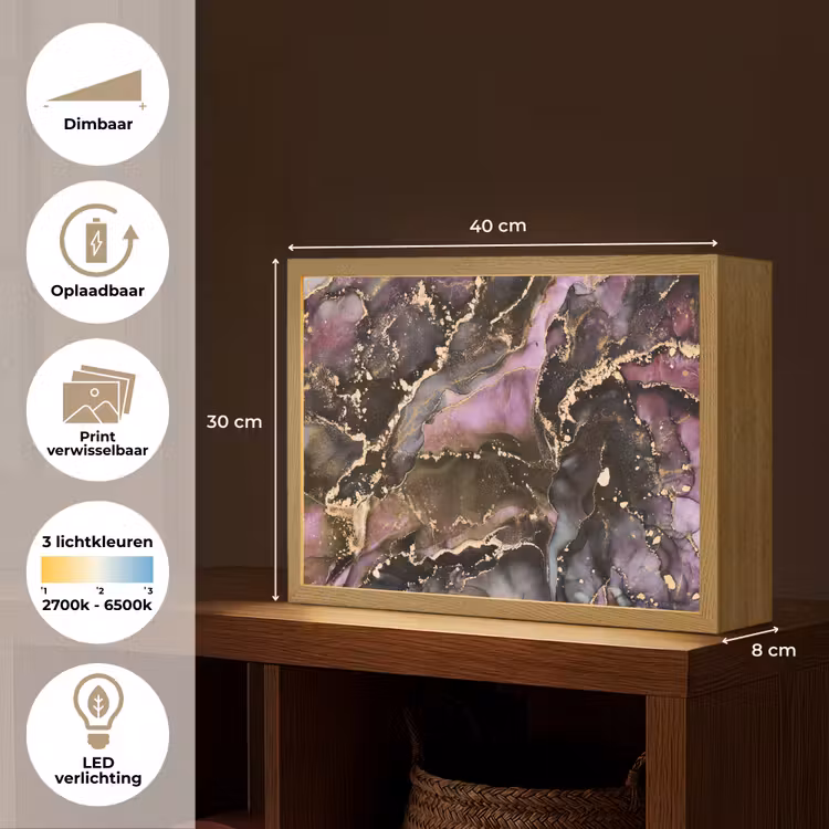 Lightbox - Wandlamp - Marmer - Gold - Steen - Abstract — 10