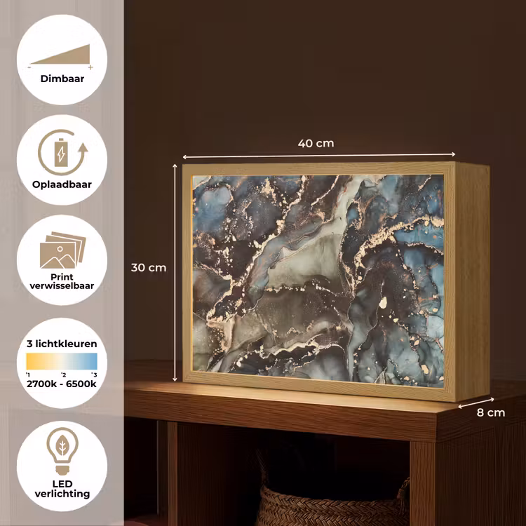 Lightbox - Wandlamp - Marmer - Goud - Groen — 10