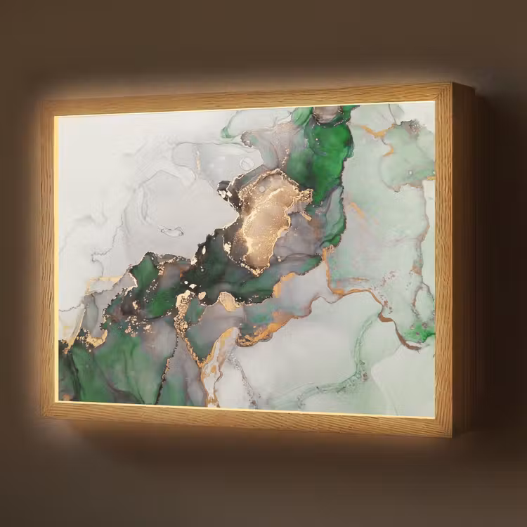 Lightbox - Wandlamp - Marmer - Goud - Groen - Luxe — 1