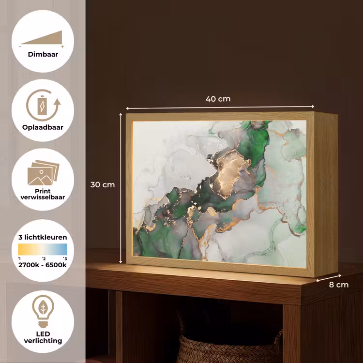 Lightbox - Wandlamp - Marmer - Goud - Groen - Luxe — 10
