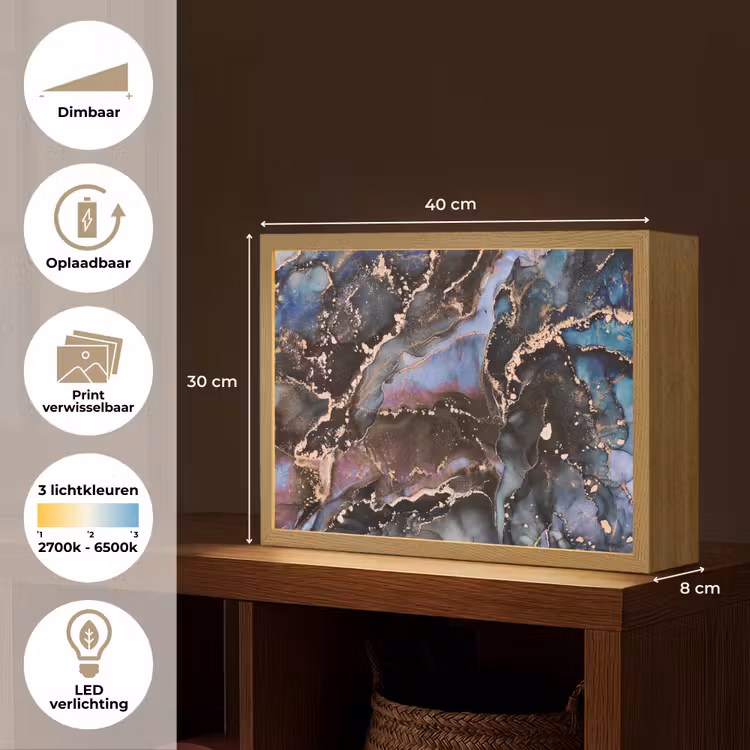 Lightbox - Wandlamp - Marmer - Goud - Rosé — 10