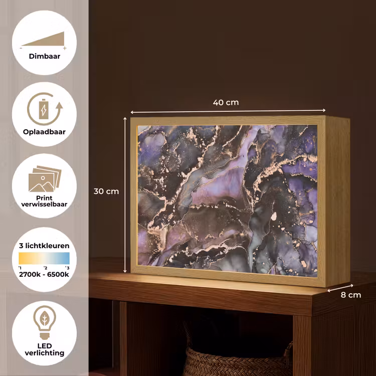 Lightbox - Wandlamp - Marmer - Goud - Roze — 10