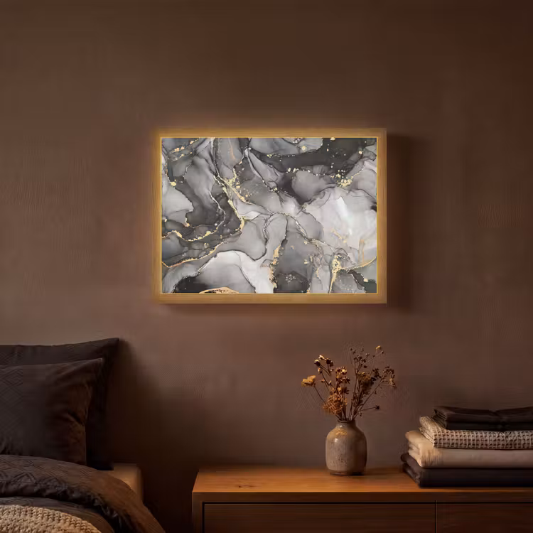 Lightbox - Wandlamp - Marmer - Zwart - Goud - Grijs — 3