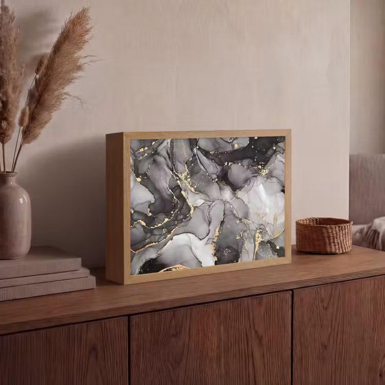 Lightbox - Wandlamp - Marmer - Zwart - Goud - Grijs — 4