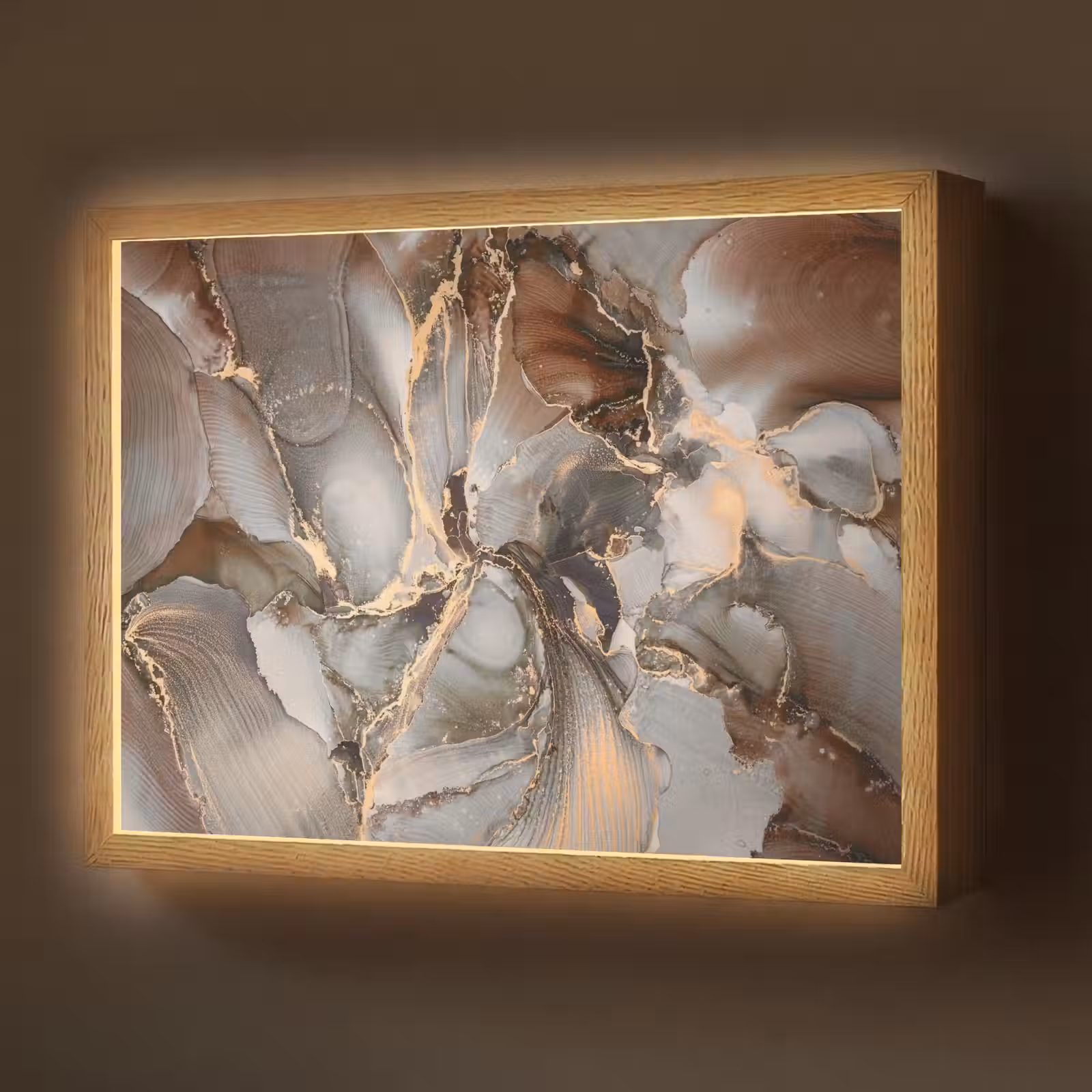 Lightbox - Wandlamp - Grijs - Goud - Marmer - Marmerlook — 1