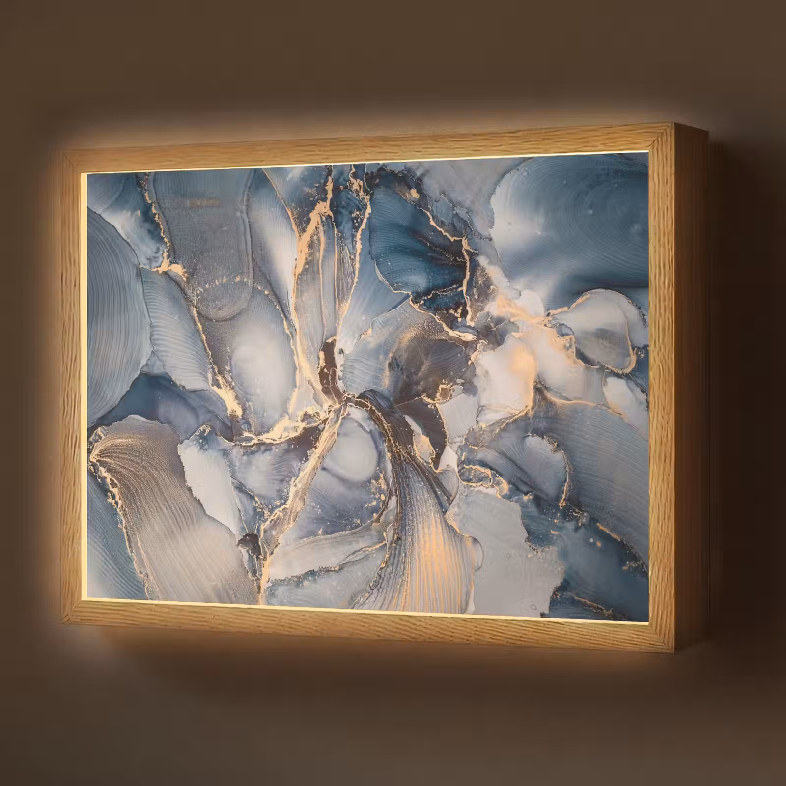 Lightbox - Wandlamp - Marmer - Grijs - Blauw - Luxe - Goud — 1
