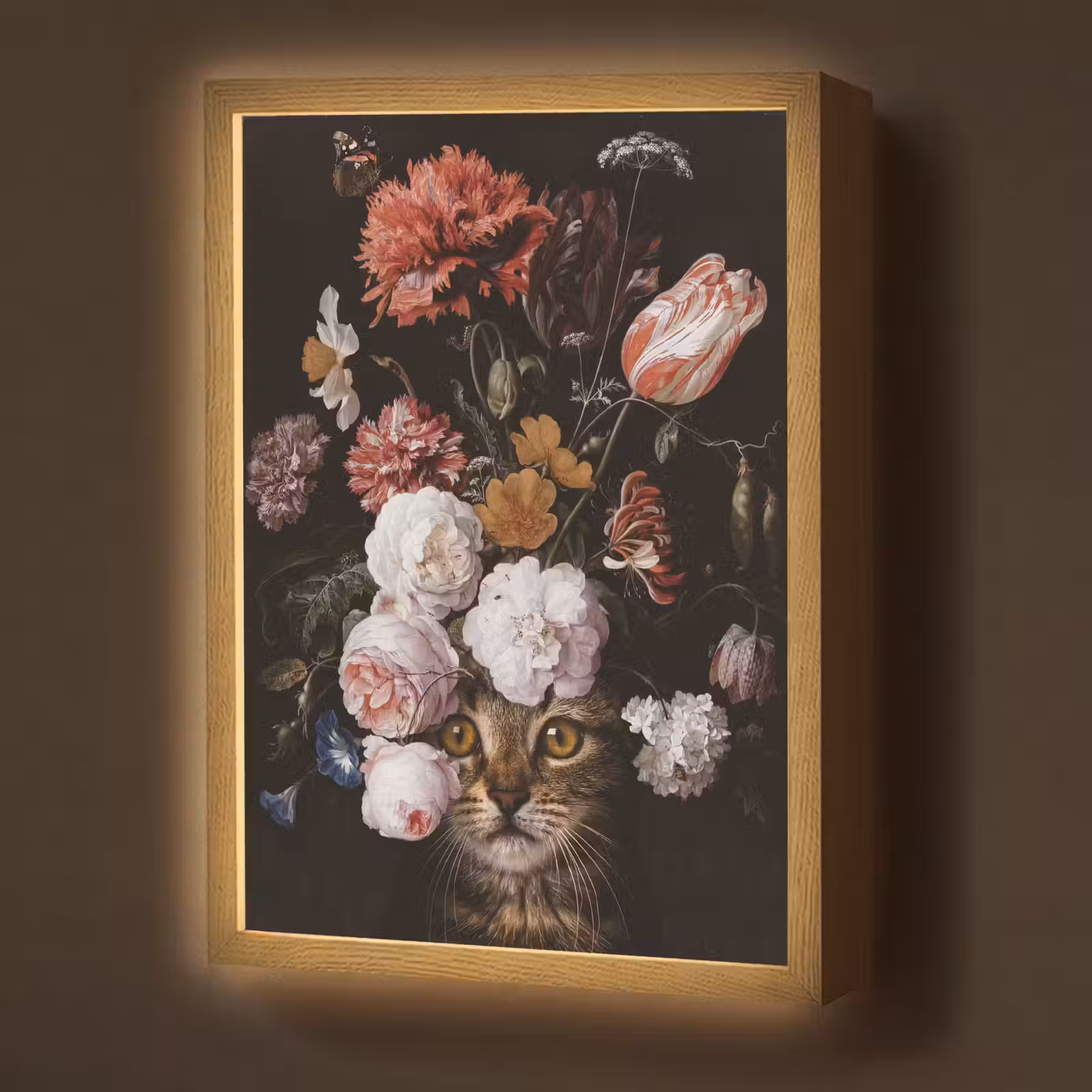 Lightbox - Wandlamp - Stilleven met bloemen - Jan Davidsz de Heem - Kat — 1
