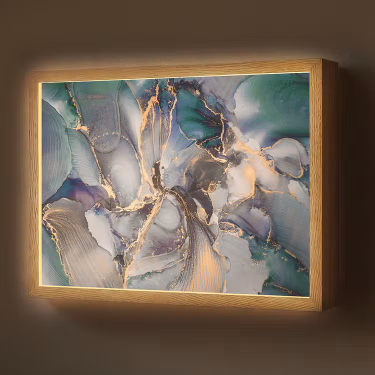 Lightbox - Wandlamp - Goud - Blauw - Marmer — 1