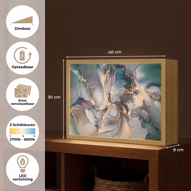 Lightbox - Wandlamp - Goud - Blauw - Marmer — 10