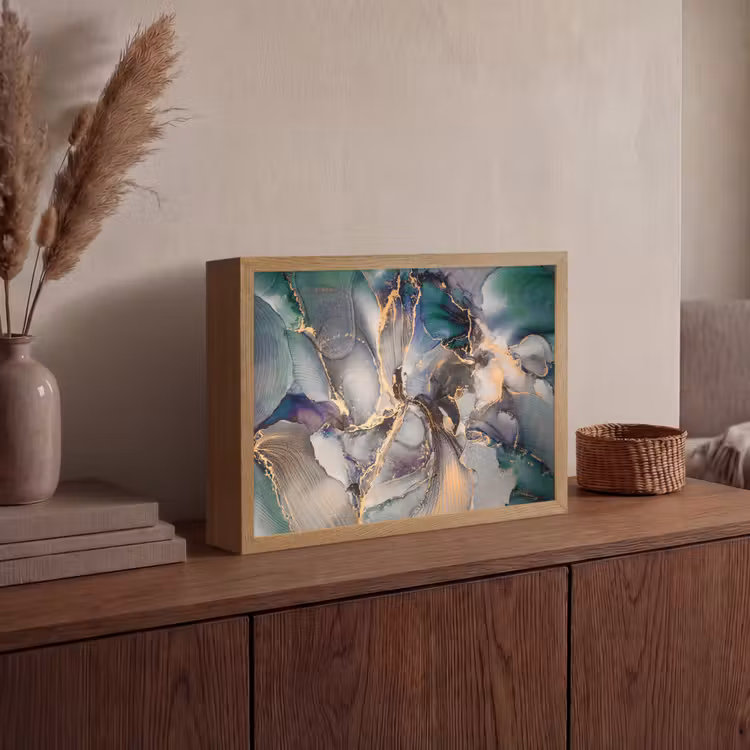 Lightbox - Wandlamp - Goud - Blauw - Marmer — 4