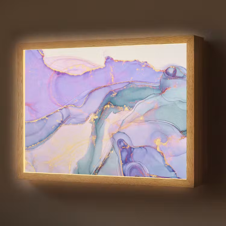 Lightbox - Wandlamp - Goud - Marmer - Paars — 1