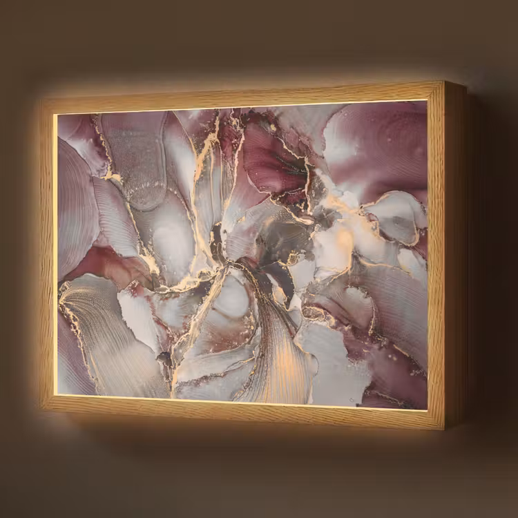 Lightbox - Wandlamp - Goud - Marmer - Paars — 1