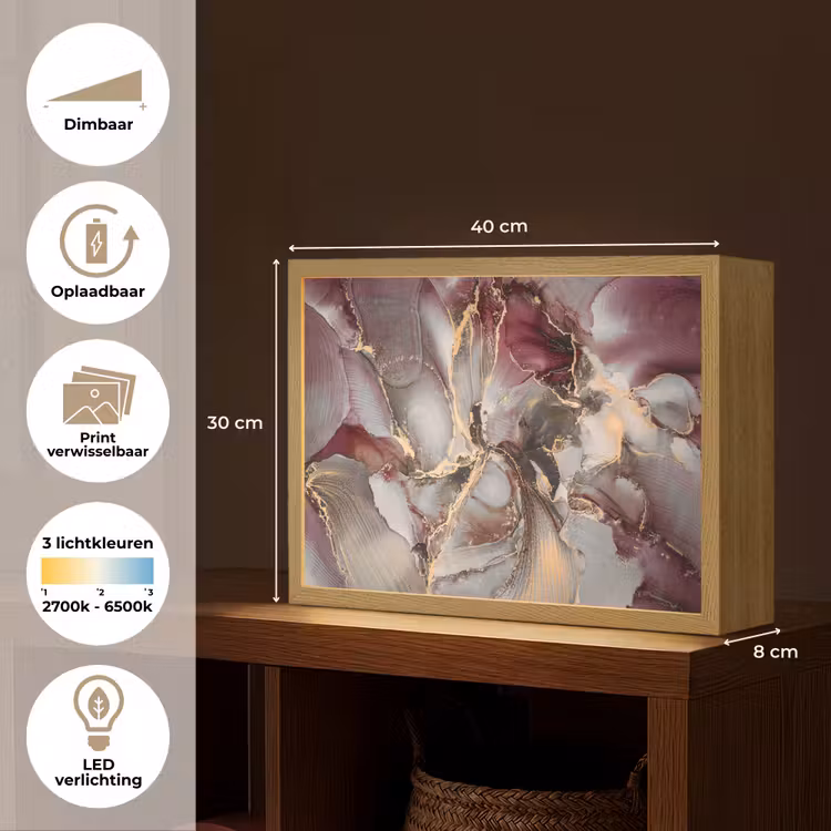Lightbox - Wandlamp - Goud - Marmer - Paars — 10