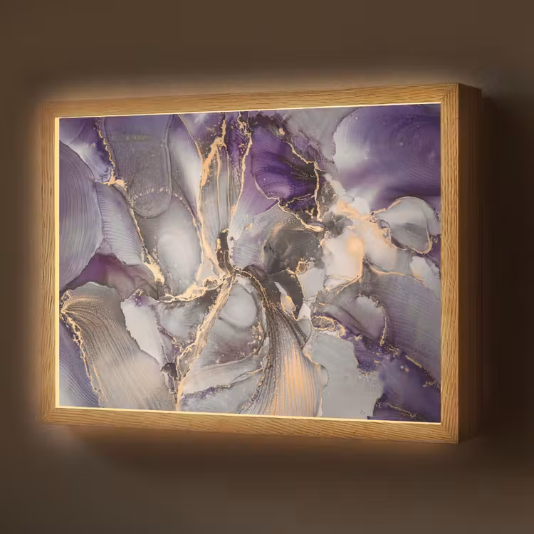 Lightbox - Wandlamp - Goud - Paars - Marmer — 1
