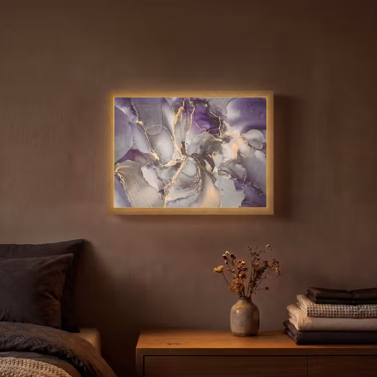 Lightbox - Wandlamp - Goud - Paars - Marmer — 3