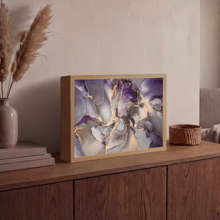 Lightbox - Wandlamp - Goud - Paars - Marmer — 4