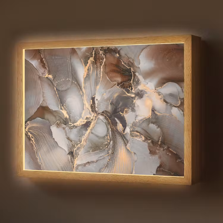 Lightbox - Wandlamp - Grijs - Goud - Marmer - Marmerlook — 1