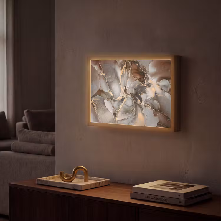 Lightbox - Wandlamp - Grijs - Goud - Marmer - Marmerlook — 2
