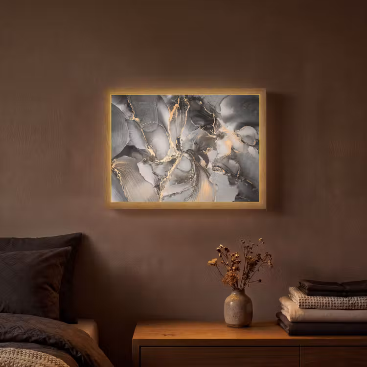 Lightbox - Wandlamp - Grijs - Luxe - Goud - Marmer — 3