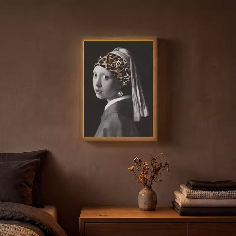 Lightbox - Wandlamp - Het meisje met de parel - Johannes Vermeer - Panterprint — 3