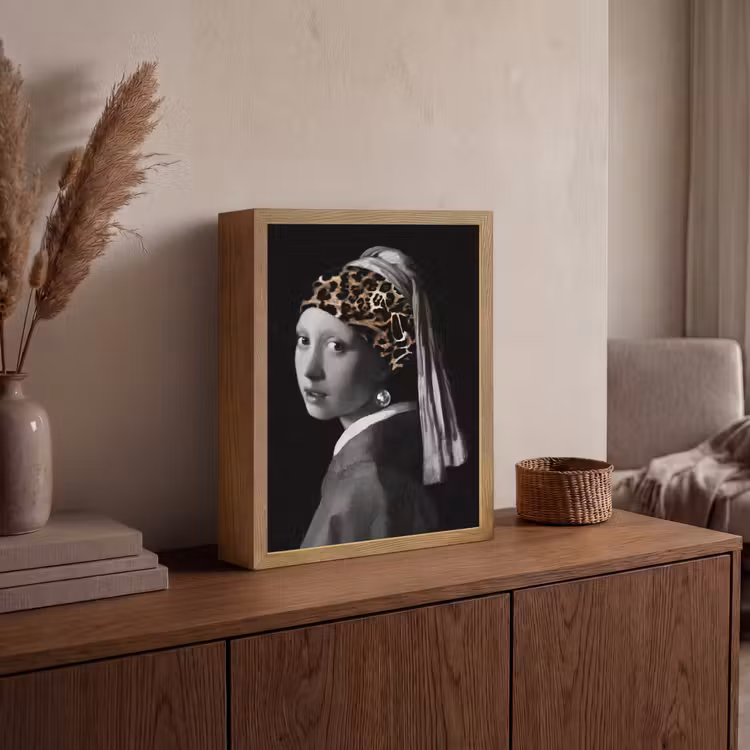Lightbox - Wandlamp - Het meisje met de parel - Johannes Vermeer - Panterprint — 4