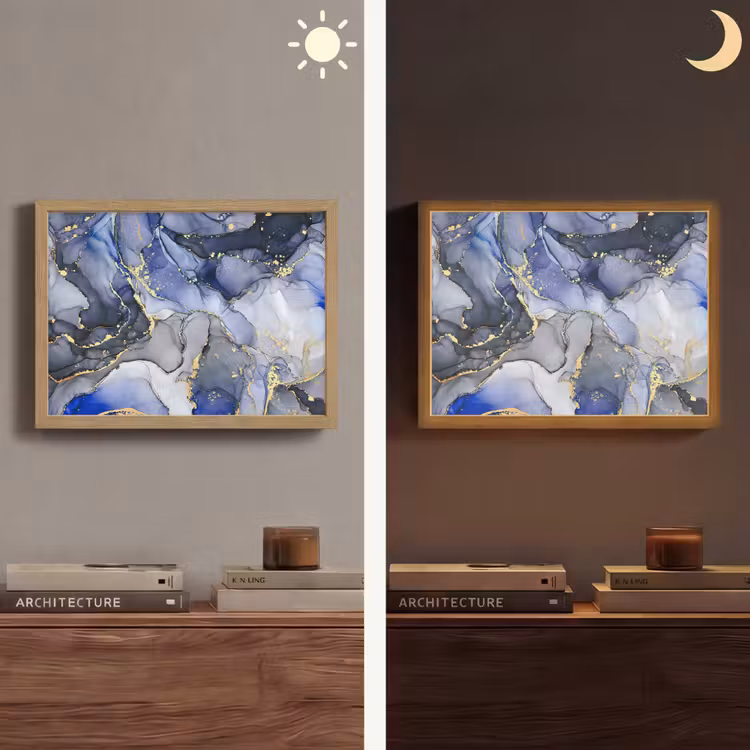 Lightbox - Wandlamp - Marmer - Goud - Abstract - Blauw — 6