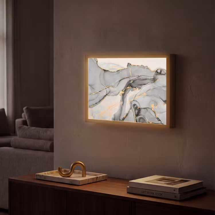 Lightbox - Wandlamp - Marmer - Goud - Grijs — 2