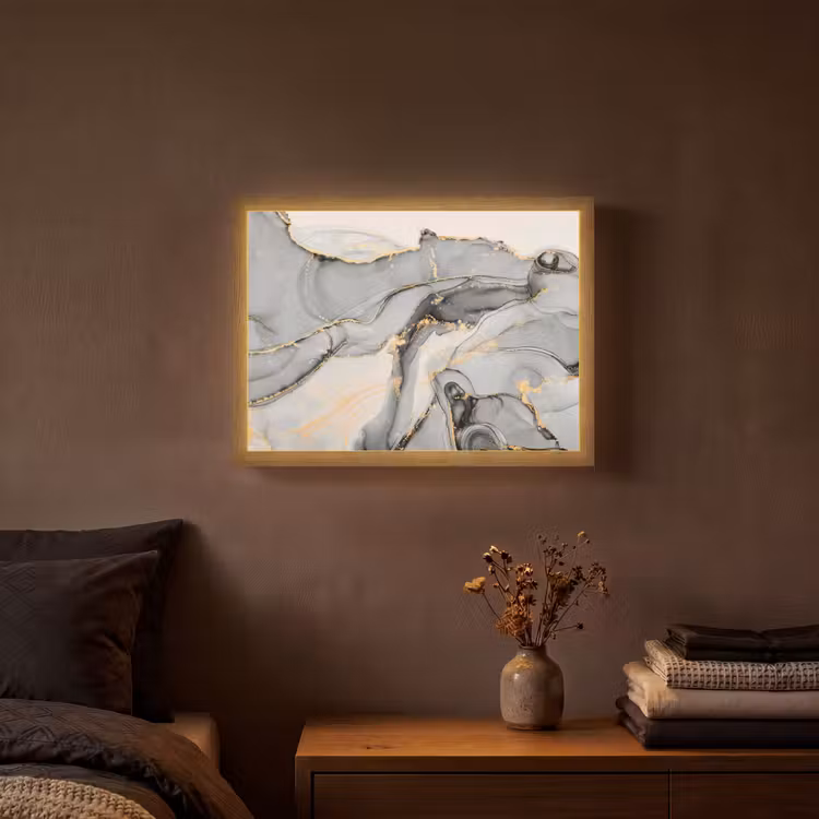 Lightbox - Wandlamp - Marmer - Goud - Grijs — 3