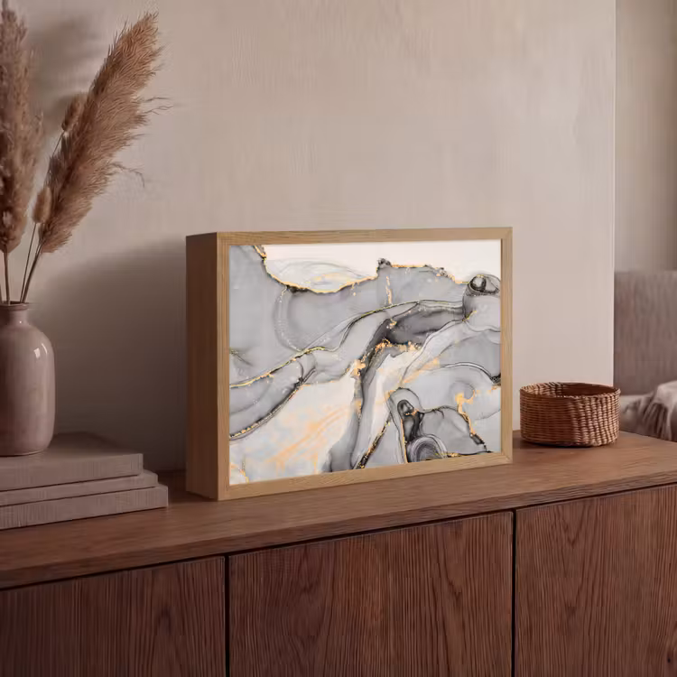Lightbox - Wandlamp - Marmer - Goud - Grijs — 4
