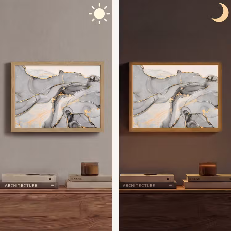 Lightbox - Wandlamp - Marmer - Goud - Grijs — 6