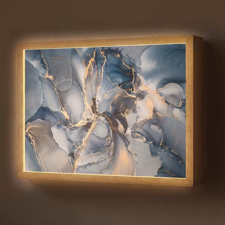 Lightbox - Wandlamp - Marmer - Grijs - Blauw - Luxe - Goud — 1