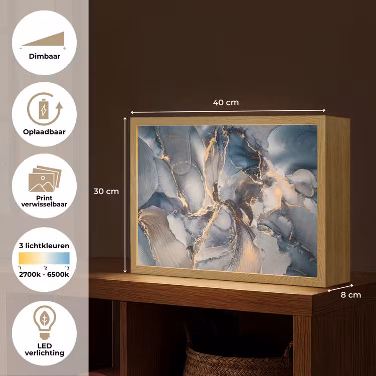 Lightbox - Wandlamp - Marmer - Grijs - Blauw - Luxe - Goud — 10