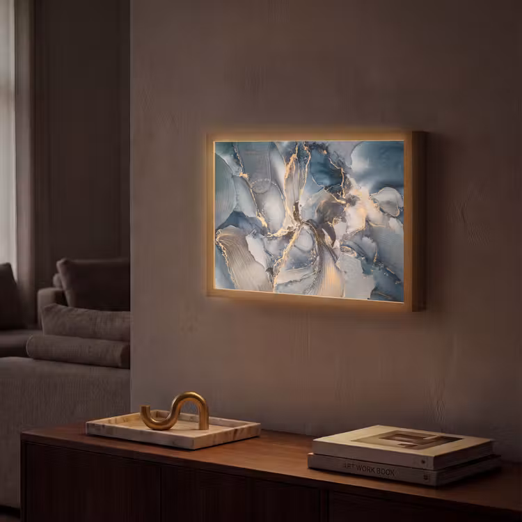 Lightbox - Wandlamp - Marmer - Grijs - Blauw - Luxe - Goud — 2