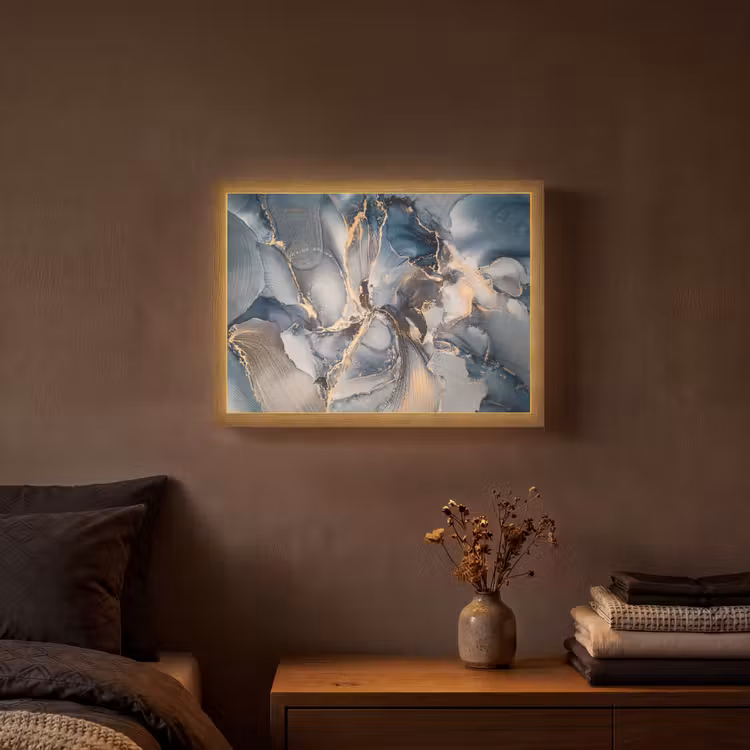 Lightbox - Wandlamp - Marmer - Grijs - Blauw - Luxe - Goud — 3