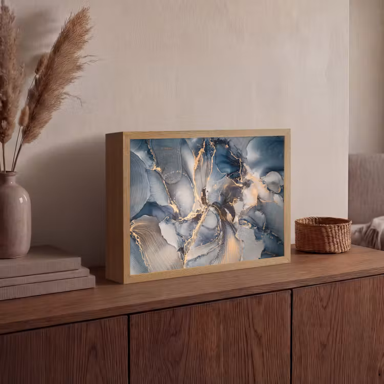 Lightbox - Wandlamp - Marmer - Grijs - Blauw - Luxe - Goud — 4