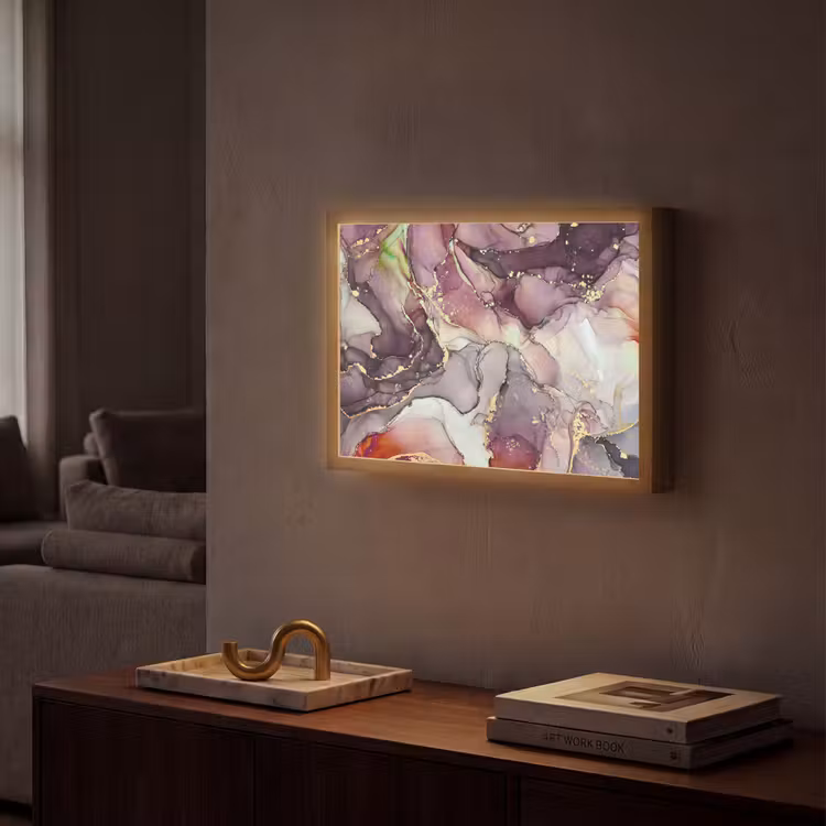Lightbox - Wandlamp - Marmer - Rood - Paars - Goud — 2