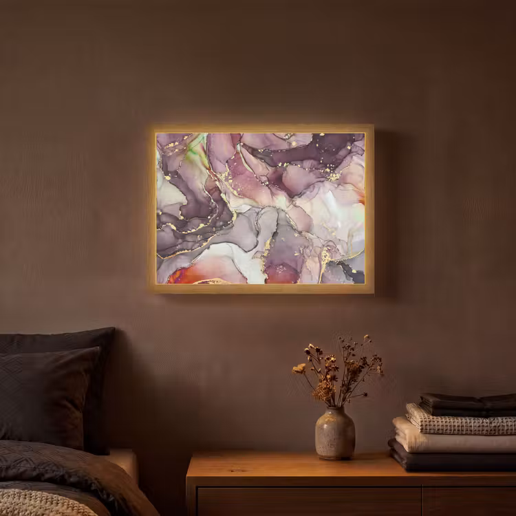 Lightbox - Wandlamp - Marmer - Rood - Paars - Goud — 3