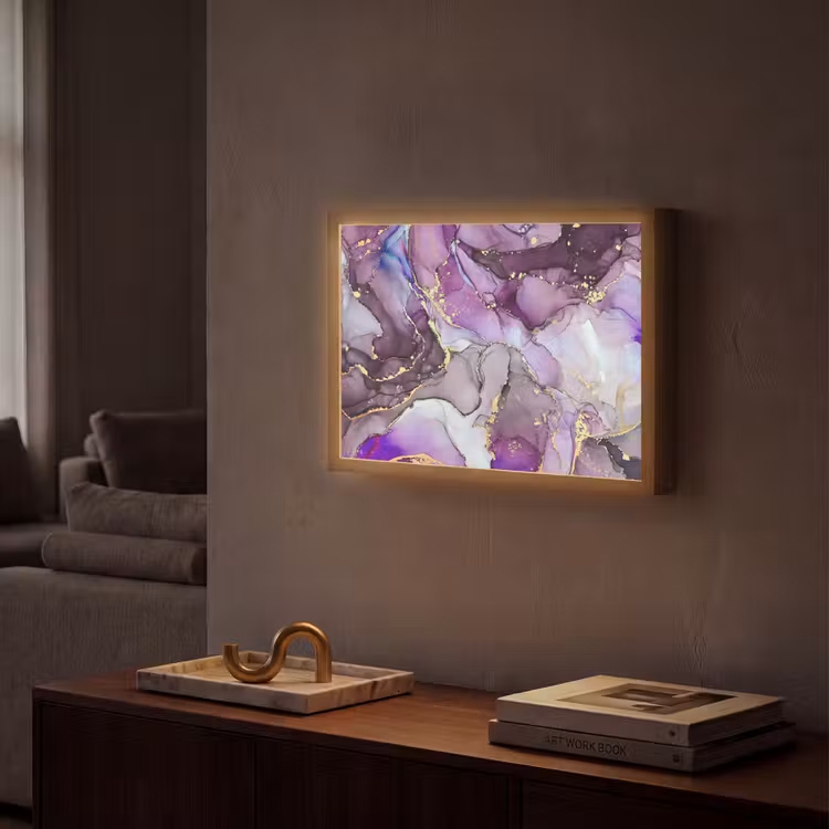 Lightbox - Wandlamp - Marmer - Roze - Paars - Gold — 2