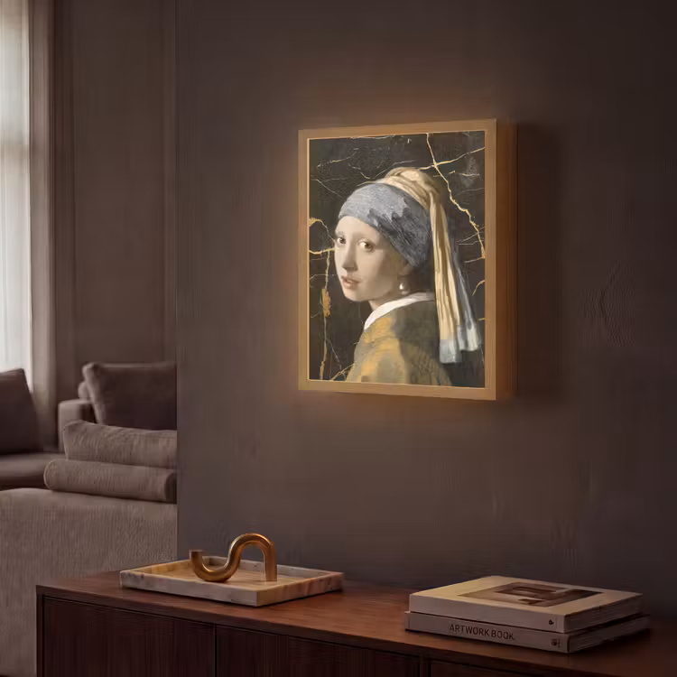Lightbox - Wandlamp - Meisje met de parel - Johannes Vermeer - Goud — 2