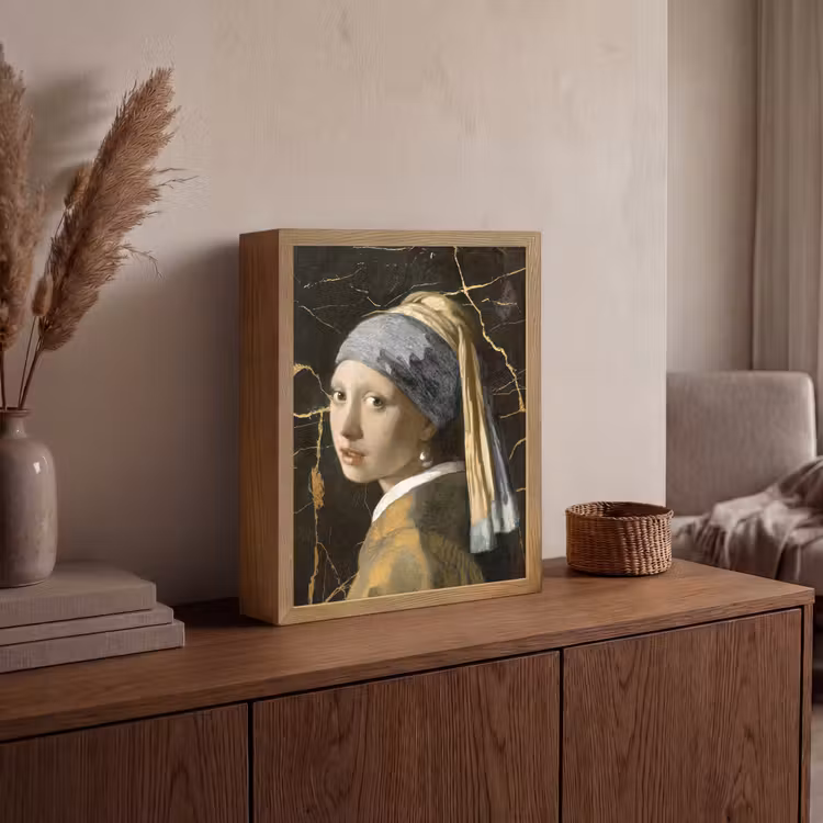 Lightbox - Wandlamp - Meisje met de parel - Johannes Vermeer - Goud — 4
