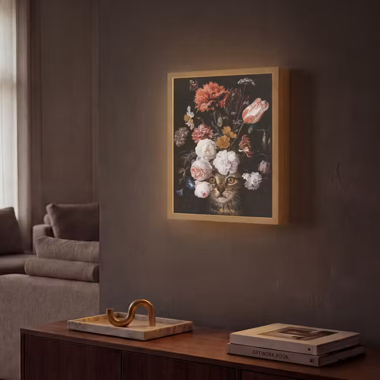Lightbox - Wandlamp - Stilleven met bloemen - Jan Davidsz de Heem - Kat — 2