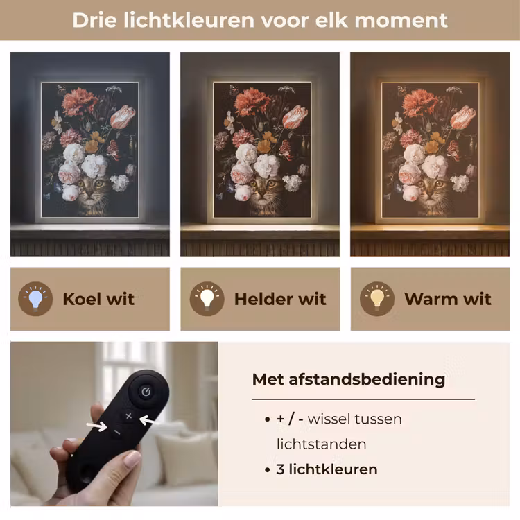 Lightbox - Wandlamp - Stilleven met bloemen - Jan Davidsz de Heem - Kat — 7