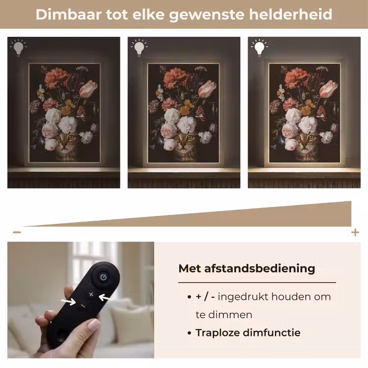 Lightbox - Wandlamp - Stilleven met bloemen - Jan Davidsz de Heem - Kat — 8