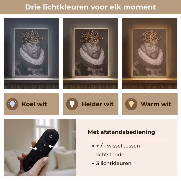 Lightbox - Wandlamp - Willem van Oranje - Adriaen Thomasz - Panterprint — 7