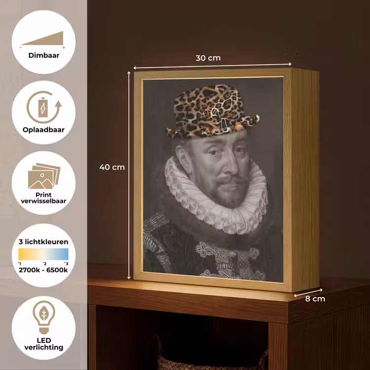 Lightbox - Wandlamp - Willem van Oranje - Adriaen Thomasz - Panterprint — 9