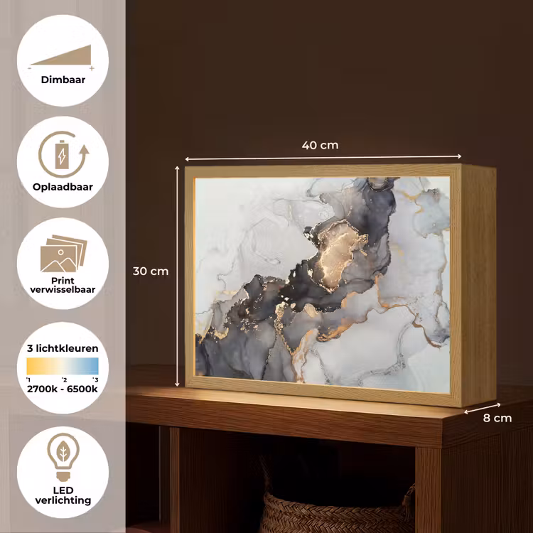 Lightbox - Wandlamp - Zwart - Marmer - Luxe - Goud — 10