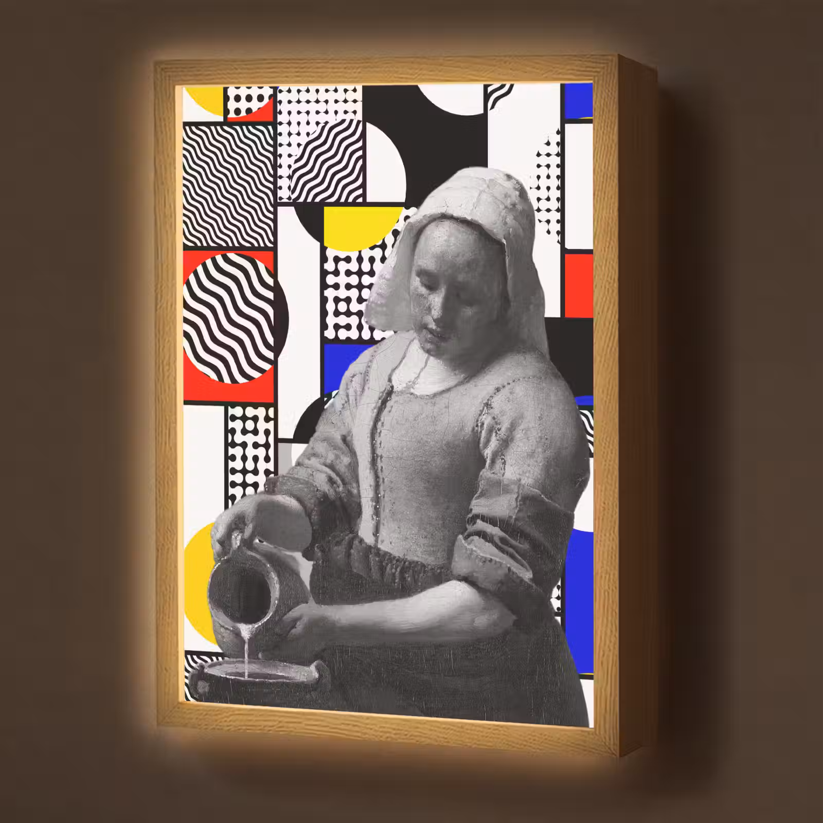 Lightbox - Wandlamp - Collage - Mondriaan - Melkmeisje — 1