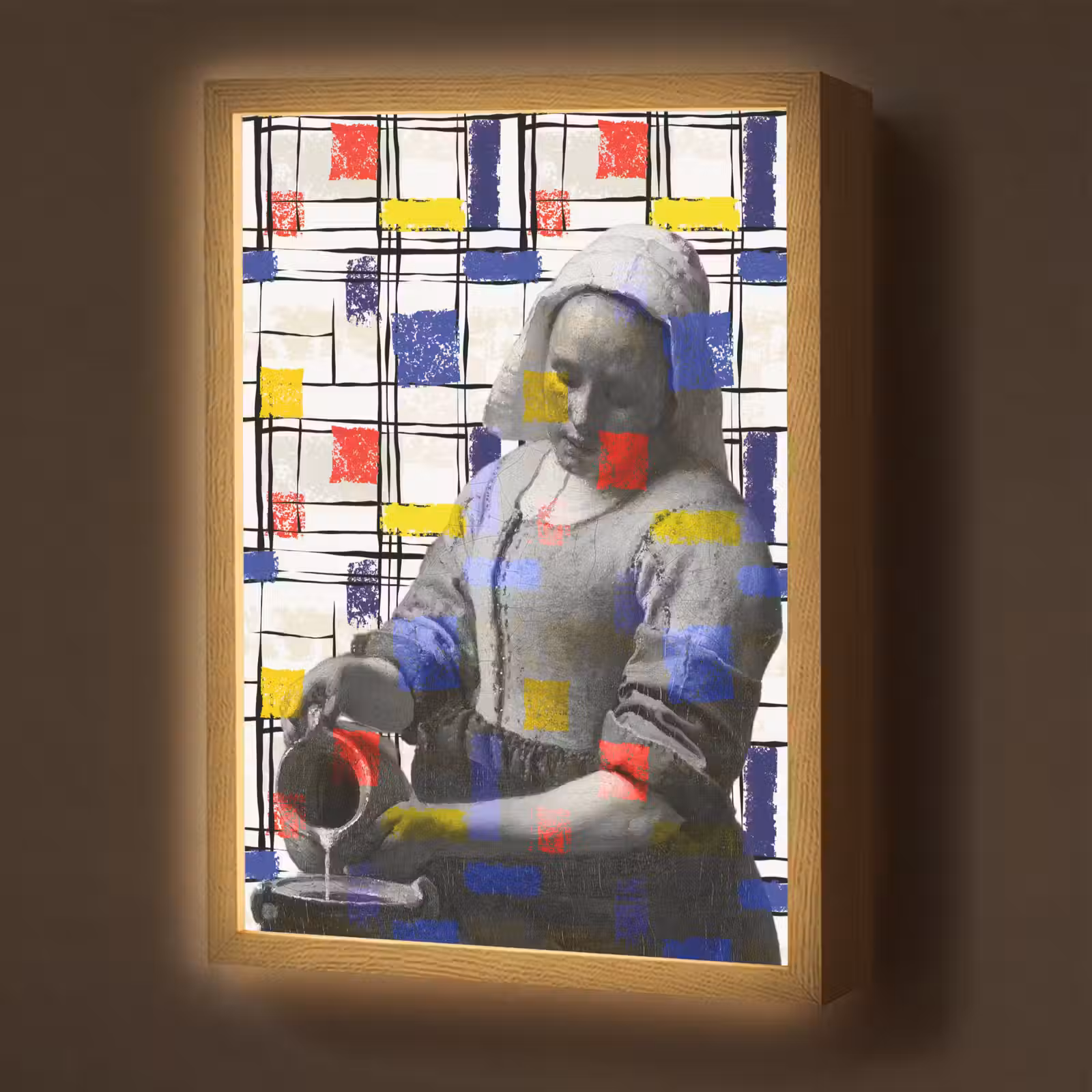 Lightbox - Wandlamp - Melkmeisje - Mondriaan - Collage — 1