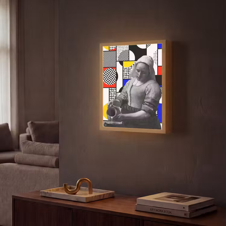 Lightbox - Wandlamp - Collage - Mondriaan - Melkmeisje — 2