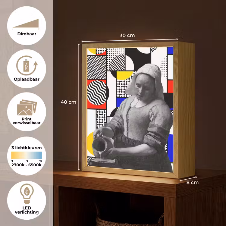 Lightbox - Wandlamp - Collage - Mondriaan - Melkmeisje — 9